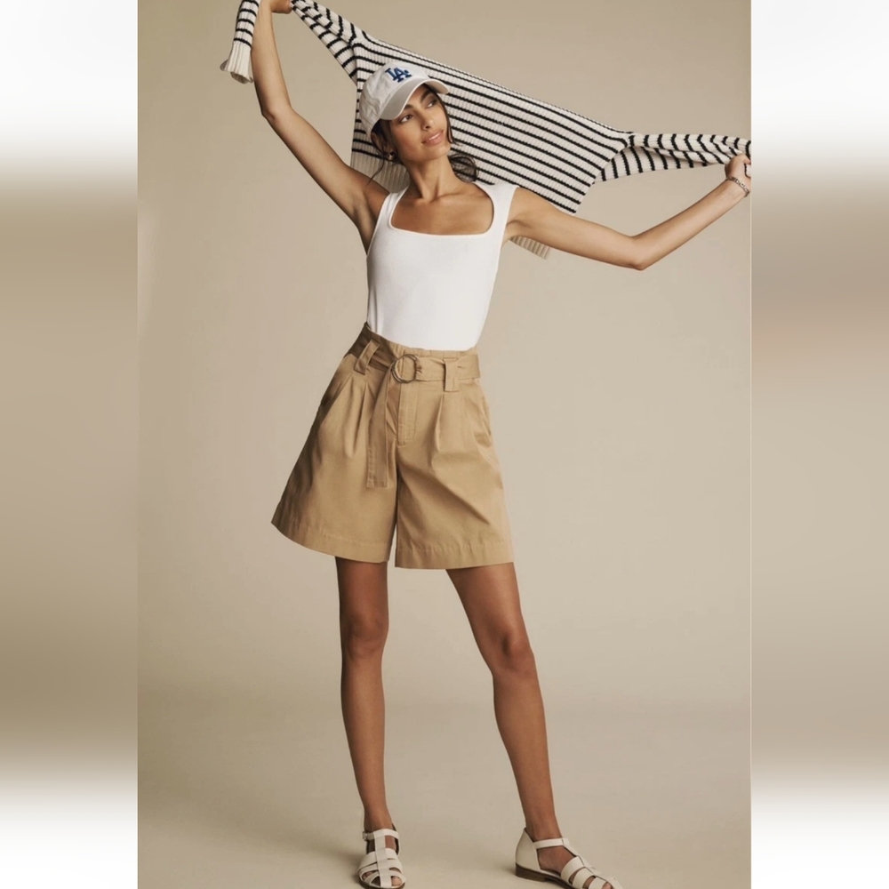 Maeve High Waist Tan Shorts